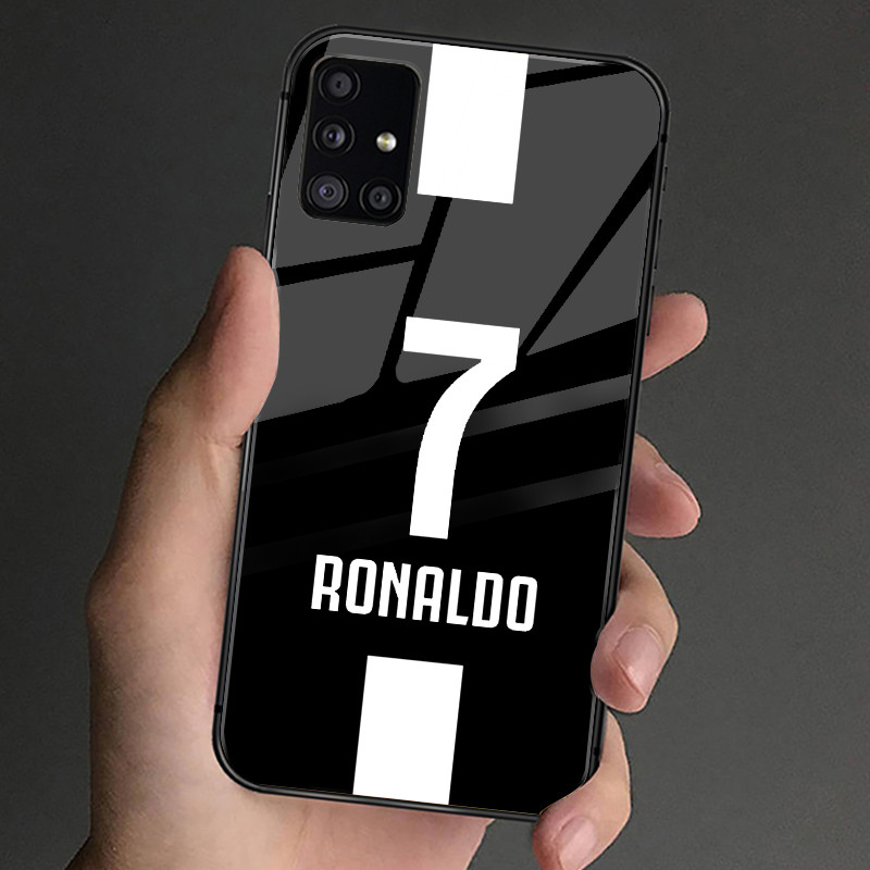 Ốp Điện Thoại Kính Cường Lực Cristiano Ronaldo CR7 01 Cho Samsung Galaxy Cover S24 ULTRA S23 S22 PLUS S21 S20 FE S10 S9