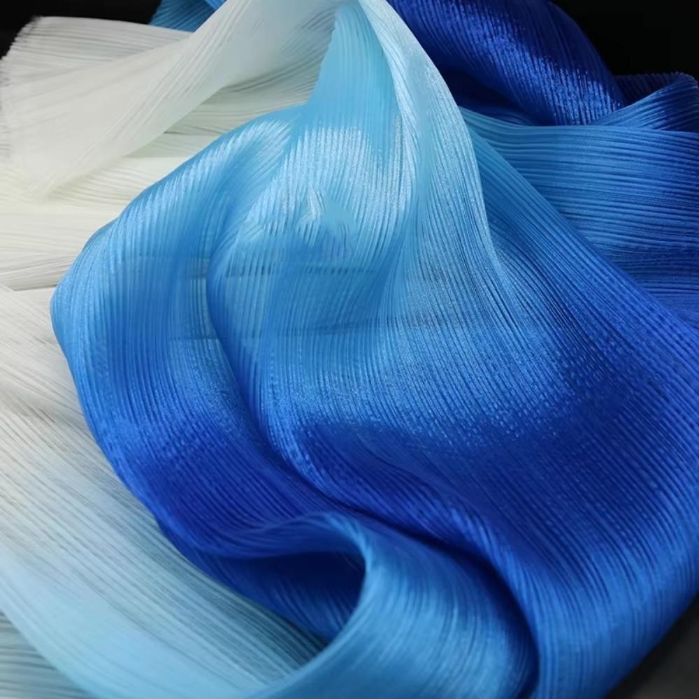 Vải lưới TRACELIOIAN Organza, Vải kết cấu xếp li sáng DIY, Màu Gradient thời trang Handmade Thiết kế vải nền đám cưới