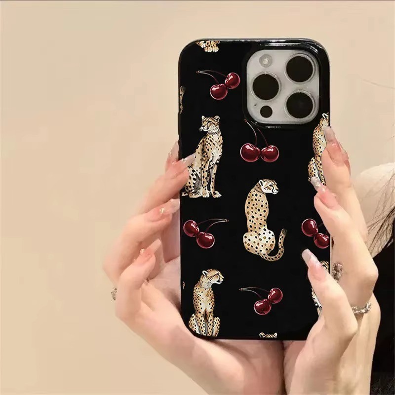Cool Cougar Họa Tiết Anh Đào Ốp Lưng Điện Thoại iPhone 16 15 14 13 12 11 Pro Max X XS XR 7 8 Plus SE2 16E Shoockproof Bìa Mềm
