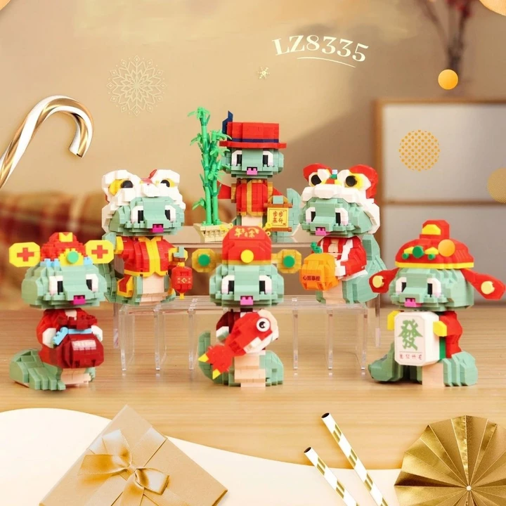 01 Tương thích với Ống hút Lego của Con rắn, Universiade, Con Tương thích Lego Năm Con rắn Chúc may mắn Chúc mừng năm tài lộc Đồ trang trí rắn Lắp ráp giáo dục trẻ em Đồ chơi khối xây dựng Quà tặng nă