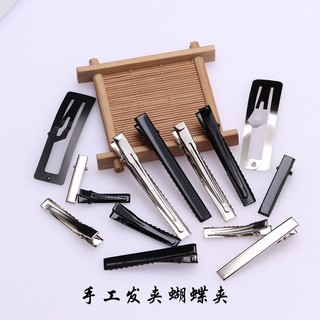Mũ đội đầu handmade chất liệu cao cấp với nơ và các loại kẹp tóc như mỏ vịt, vuông màu đen - Phụ kiện thời trang tóc