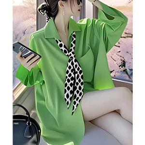 ✨Mùa Xuân 2025 Siêu Đẹp Độc Đáo Đẹp Phong Cách Phương Tây Thiết Kế Màu-Cảm Giác Nơ Áo Sơ Mi Dài Tay Nữ Mùa Xuân 25.3.26