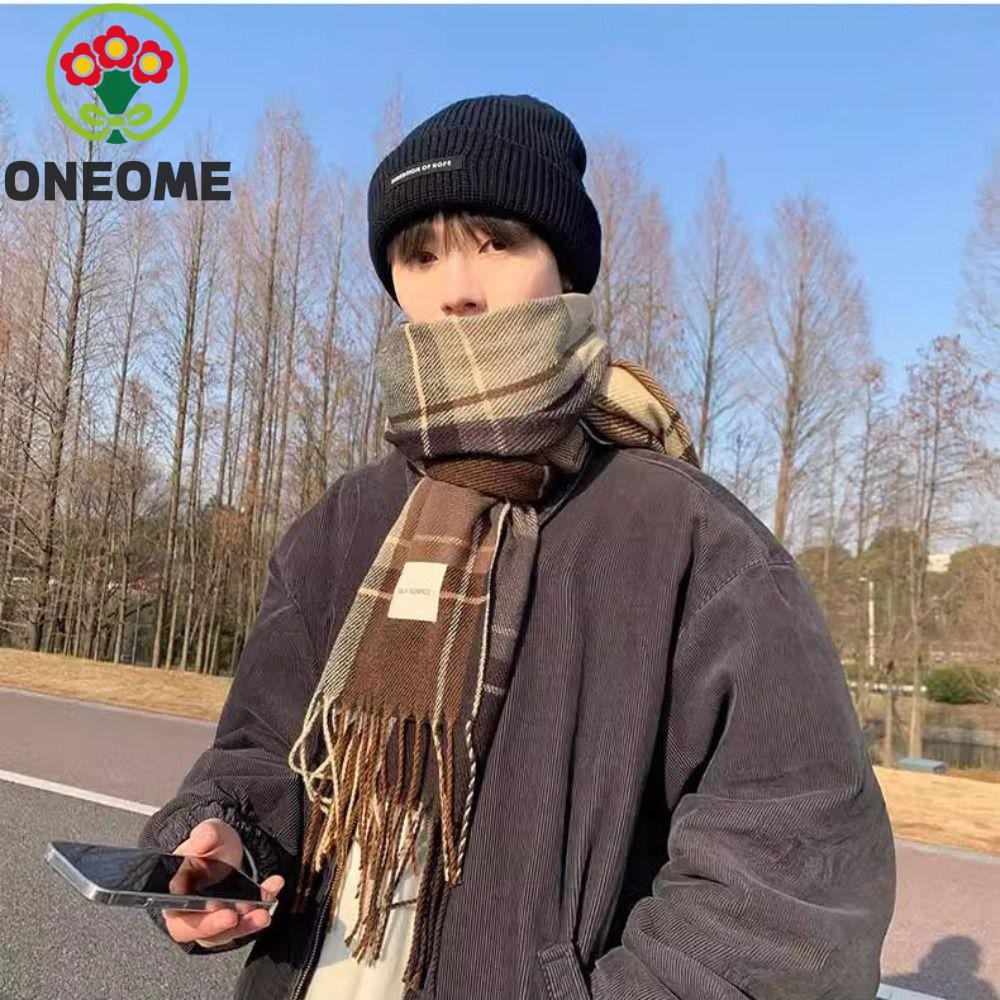 Khăn len kẻ sọc ONEOME Khăn choàng Cashmere ấm áp dành cho sinh viên ...