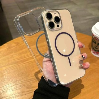 Ốp điện thoại không gian trong suốt cuộn dây từ tính mạnh mẽ cho IPhone 16 15 14 13 12 Pro Max Vỏ Acrylic Nút mạ điện Vỏ bảo vệ chống rơi