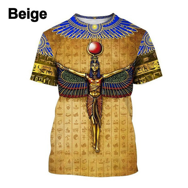 Áo thun thời trang mới về, unisex, in 3D mặt thần Horus cổ đại, mắt thần Ai Cập, mặt pharaoh Anubis, thời trang đường phố