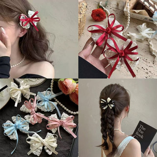 1 Hàn Quốc Ngọt Ngào Thanh Lịch Ren Nơ Tóc Nhỏ Mỏ Vịt Trẻ Em Kẹp Tóc Trắng Phụ Kiện Tóc Quà Tặng