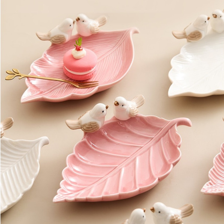 Đĩa Sứ Đức Hóa Hình Đôi Chim Dùng Đựng Trái Cây Đồ Khô Bánh Trên Bàn Trà
