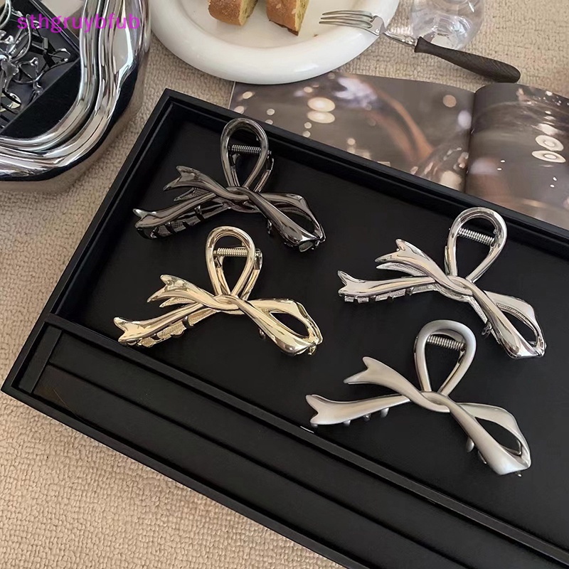 Sthb 2023 Móng Vuốt Kim Loại Nơ Kẹp Tóc Kim Loại Phong Cách Bạc Vuốt Tóc Chất Lượng Cao Đa Năng Thìa Trang Trí Tóc Mũ VN