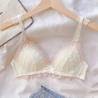 Đồ lót ren ngọt ngào dành cho nữ không có vành thép tam giác cốc thoải mái cho nữ sinh áo ngực ngực nhỏ nâng ngực thoáng khí