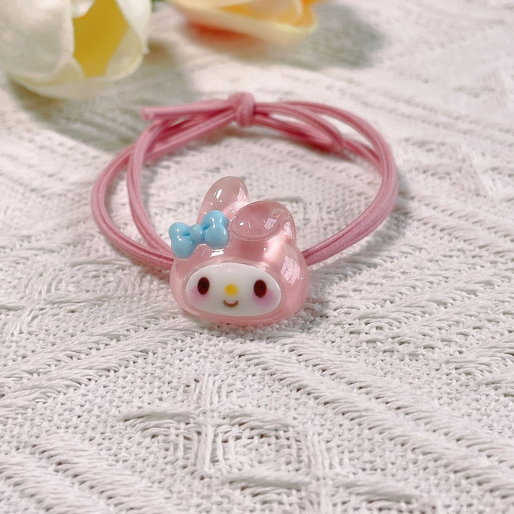 Dễ Thương Trong Suốt Sanrio Cao Su Ban Nhạc Màu Tóc Cinnamoroll Kuromi Đầu Dây Vòng Tay Đầu Dây