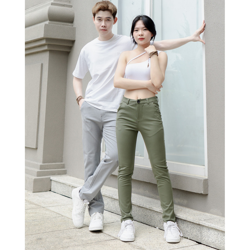 Ảnh Quần kaki nữ KQ STYLING ống đứng ôm dáng co giãn 4 chiều mềm mịn Rêu Nhạt cao cấp 3