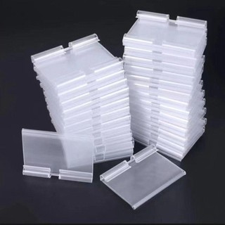 MEGOCE 50 CÁI Giá đỡ thẻ, Biển báo Giá đỡ nhãn nhựa, Móc đôi trong suốt đa chức năng Giá treo thẻ Hiển thị cửa hàng