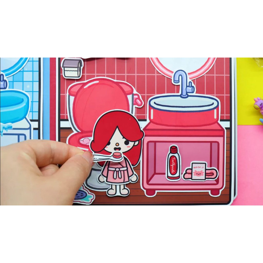 ĐỒ CHƠI NGÔI NHÀ BÚP BÊ GIẤY CẮT THỦ CÔNG DIY -Ngôi nhà của bé Frozen vs Fire In Quiet book Học liệu ngôi nhà búp bê