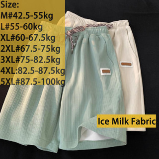 (M-5XL) Quần short nam dáng rộng và phong cách muối bán chạy thường ngày Quần short dài bằng lụa băng dài vừa phải theo xu hướng Ins Trend Straight Leg