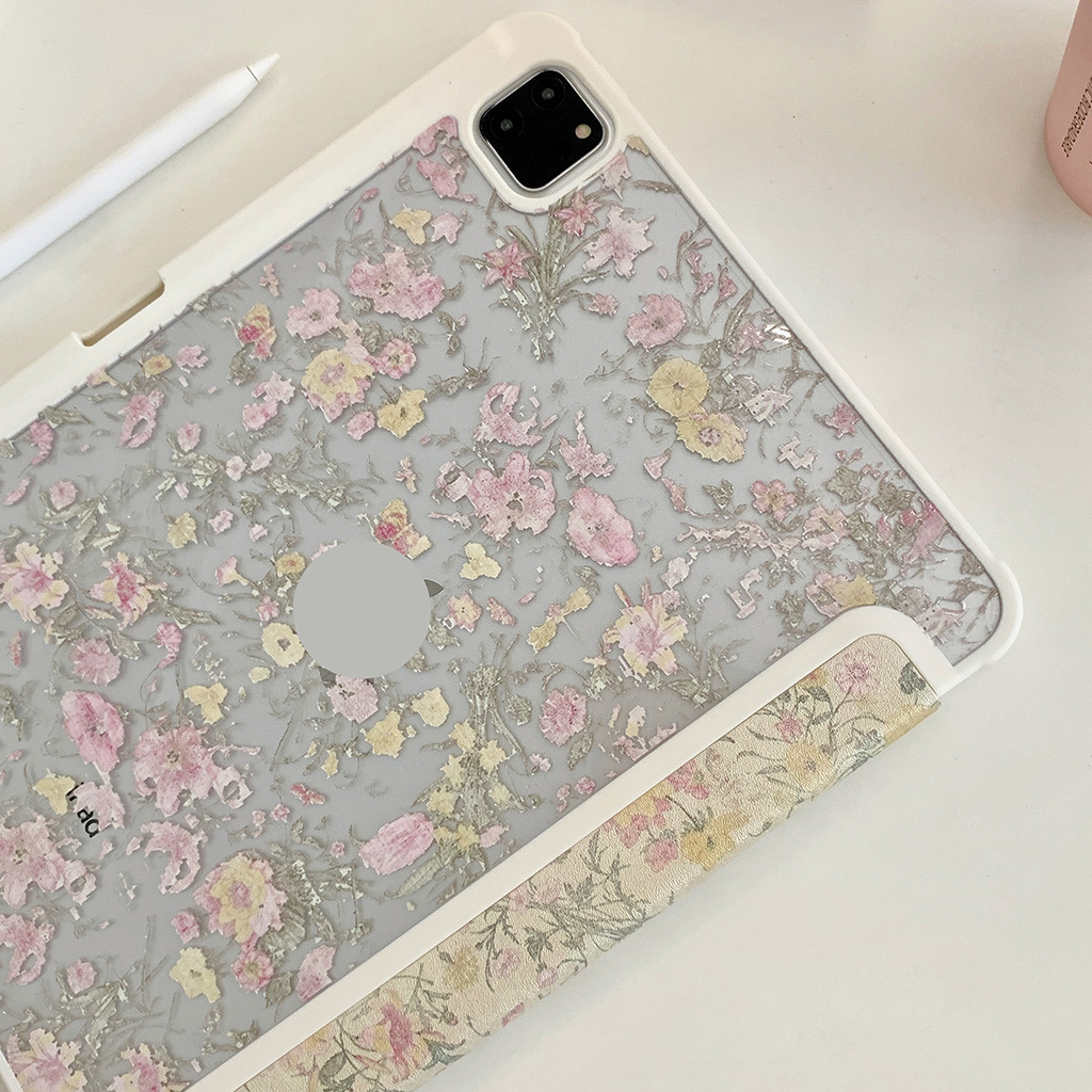 Vỏ gấp ba lần cho IPad Mini6 Mini7 5 6 7 8 9 10th 11th a16 Air Air2 Air3 Air4 Air5 Air6 10.9 "Pro10.5 Pro11 Pro12,9 2018 Air Pro 11 13 2024 Vỏ da họa tiết hoa hồng