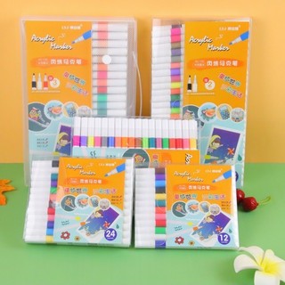 Bút Màu Vẽ Acrylic Marker 12/24/36/48/60 Màu Chuẩn, dùng để vẽ vải/giày/tường/giấy/da/ly