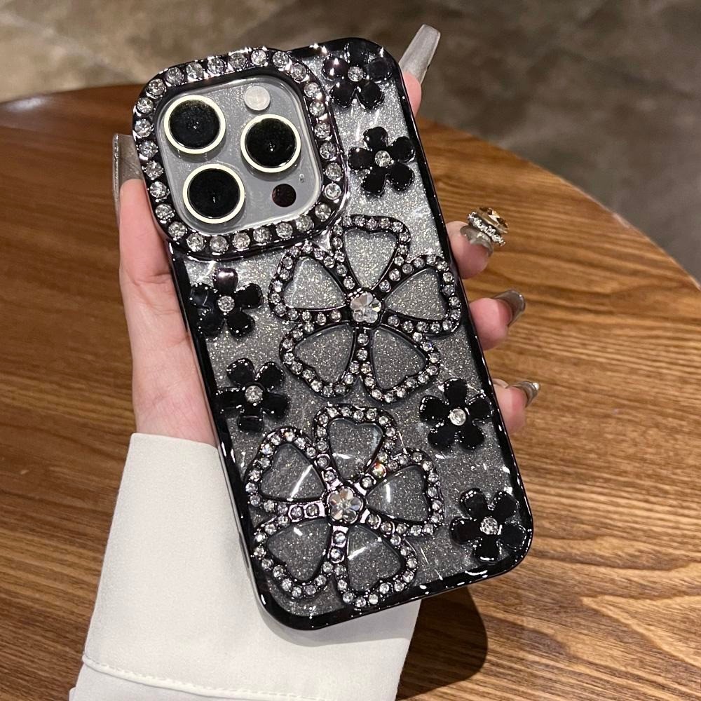 Lấp Lánh Kim Cương 3D Hoa Ốp Lưng Điện Thoại iphone15 Pro Max 14 13 12 11 Vỏ Cho iPhone Vỏ Mềm TPU Silicon Vỏ Bảo Vệ Toàn Diện Chống Sốc