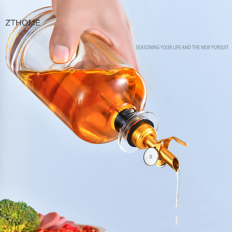 Zthome Dầu Ô Liu Thủy Tinh Chai Đựng Vòi Cruet Rót Phễu Bình Bếp HOT