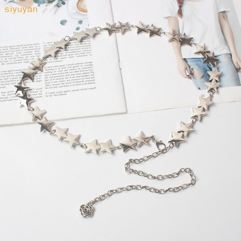 Siyuyan Vintage Nữ Thắt Lưng Nữ Kim Loại Ngôi Sao Pentagram Dây Xích Thắt Lưng sel Thắt Lưng Dây Xích Nữ Trang Trí Cơ Thể Trang Sức VN