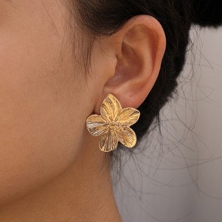 Bông tai Dangle hoa - Màu vàng, Họa tiết - Cho đám cưới, Trang phục dự tiệc - Phụ kiện trang sức - Bông tai thả năm cánh hoa - Cổ điển kiểu Pháp, phóng đại