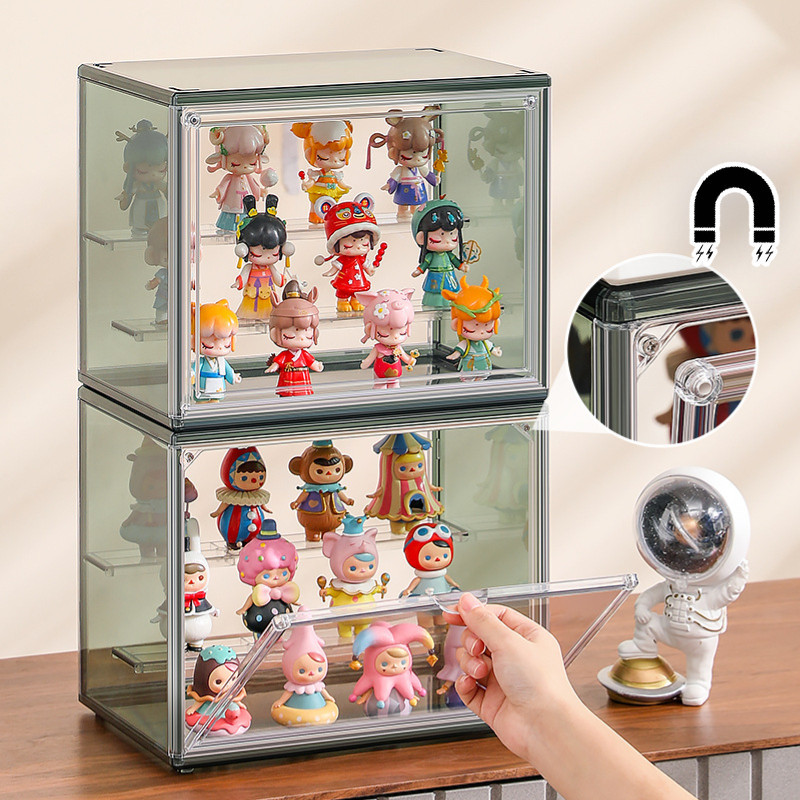 Tủ , Dung Lượng Cao Hộp Trưng Bày Trong Suốt 3 Tầng Bảo Quản Mô Hình Blindbox ,Thiết Kế Công Tắc Từ