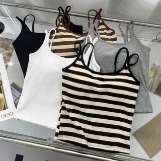 Áo Vest sọc nữ Slim-fit Áo ngực không rách đáy trong vai đôi Beau