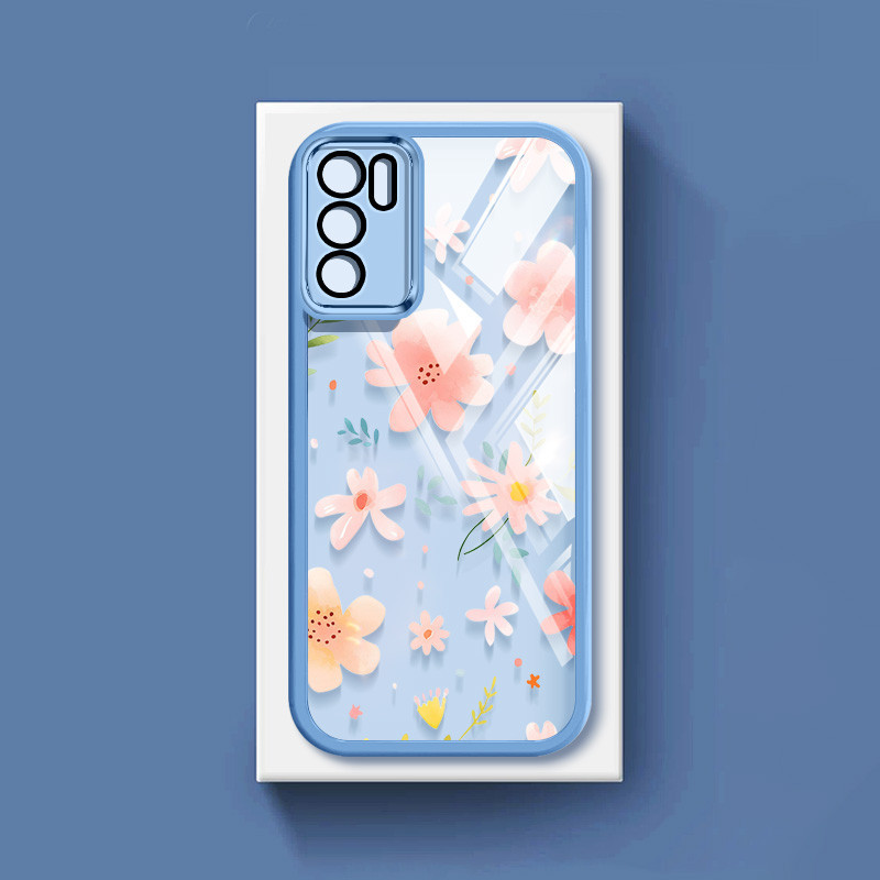 Ốp Điện Thoại Trong Suốt Màu Siêu Mỏng YBD Cho OPPO Reno 12 Pro Reno 12F Realme C65 4G A3 Pro (Ấn Độ) Họa Tiết Hoa Nhỏ Dễ Thương (Phim Ống Kính Tích Hợp)