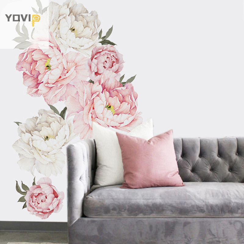 Yovip hoa mẫu đơn Dán tường trang trí tường nhà phòng khách trang trí phòng ngủ VN