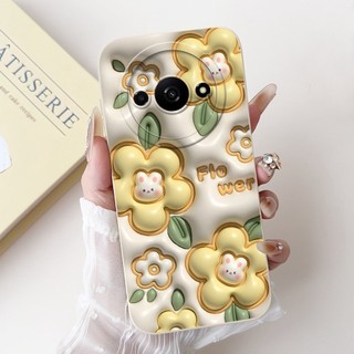 Dành Cho Xiaomi Redmi A3 Vỏ Hoa Nghệ Thuật Sơn Vuông Silicon Bảo Vệ Ống Kính Cho Xiomi Redmi A3 RedmiA3 4G Ốp Lưng
