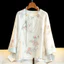 Phong cách Trung Quốc mới Retro Jacquard Nút Vòng cổ tròn thanh lịch Áo dài tay nữ ngọt ngào