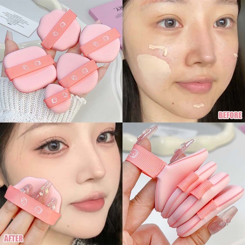 [Đặc sắc] Phấn hồng dâu - Đệm khí nền - Bọt xốp trang điểm kẹo bông - Mềm mại, ướt và khô, có thể giặt được, tái sử dụng - Phụ kiện mỹ phẩm - Dụng cụ trang điểm