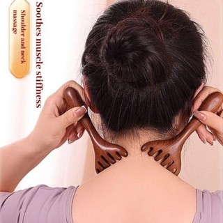 Lược tay cầm dài ALMA1, Lược Massage kinh tuyến đầu sáu móng cầm tay, Dụng cụ cào lưng chống tĩnh điện răng rộng để thúc đẩy lưu thông máu