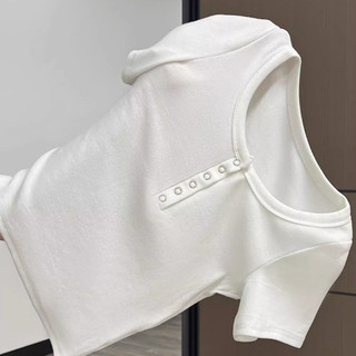 Áo Croptop Cổ Tròn Khuy Bấm Dáng Babytee Ôm Tay Ngắn