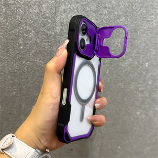 Sang Trọng Giáp Gấp Ống Kính Giá Đỡ Từ Tính Trong Suốt Dành Cho iPhone 16 15 14 13 11 12 Pro Max Dây Đeo Cổ Tay Dây Bao