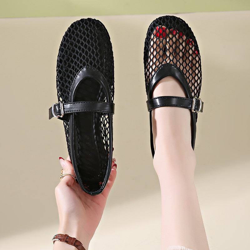 Atikota Thời Trang Nữ Mary Jane Lưới Sandal Phong Cách Đơn Giản Thoáng Khí Mềm Mại Thoải Mái Dép