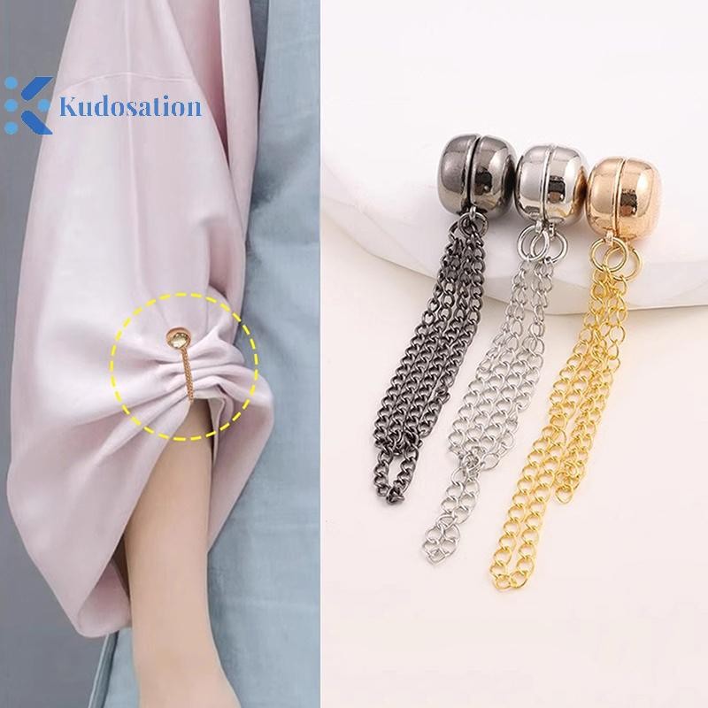 Kudosation 2 Chiếc Đa Năng Từ Quần Áo Kẹp Với Dây Xích Nút Kim Loại Kẹp Quần Áo Khăn Chân Vòng bít Cố Định Nam Châm Pin