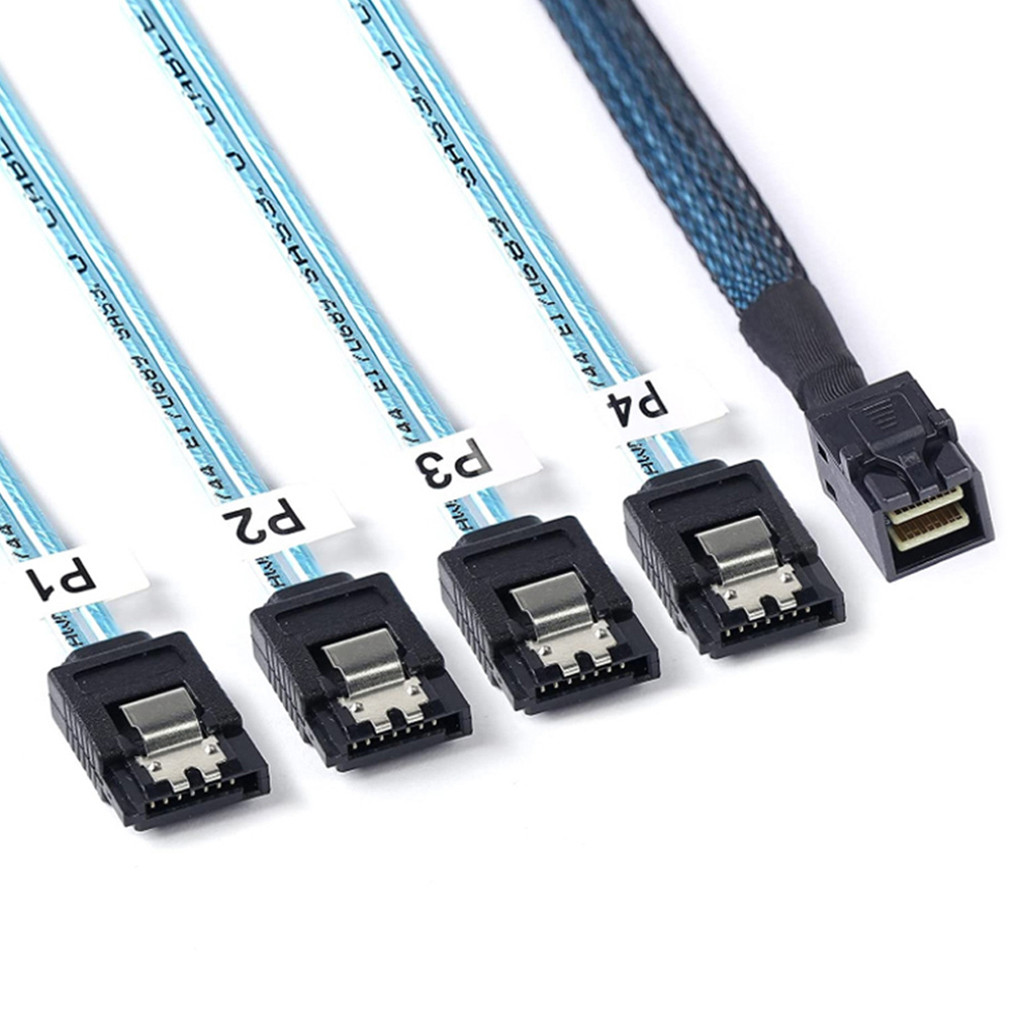 Cáp chuyển đổi JMT HD Mini SAS SFF8643 sang 4xSATA3.0 6Gbp / giây Hỗ trợ ổ cứng SATA I II III 2,5 inch / 3,5 inch