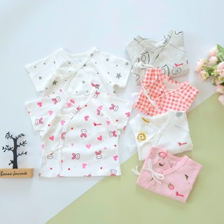 Áo cột dây ngắn tay mùa hè chất thun cotton cho bé 3-6kg