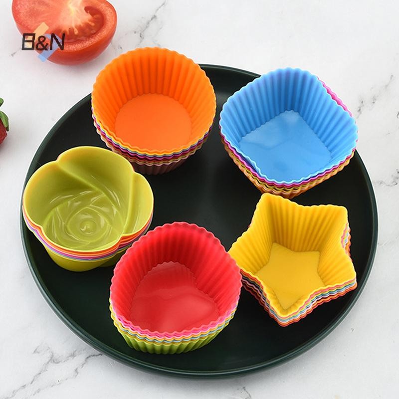 B & N 7 Cái / lốc Cốc Bánh Silicon Hình Tròn Muffin Cupcake Khuôn Nướng Bánh Nhà Bếp Đồ Dùng Nấu Ăn Dụng Cụ Trang Trí Bánh.