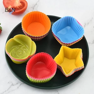 B & N 7 Cái / lốc Cốc Bánh Silicon Hình Tròn Muffin Cupcake Khuôn Nướng Bánh Nhà Bếp Đồ Dùng Nấu Ăn Dụng Cụ Trang Trí Bánh.