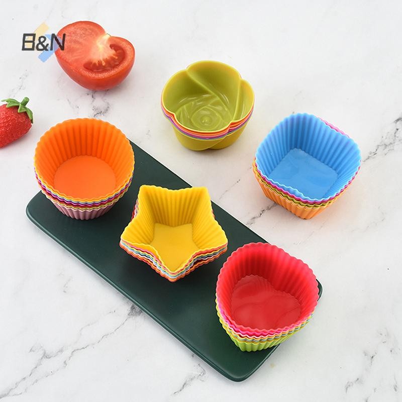 B & N 7 Cái / lốc Cốc Bánh Silicon Hình Tròn Muffin Cupcake Khuôn Nướng Bánh Nhà Bếp Đồ Dùng Nấu Ăn Dụng Cụ Trang Trí Bánh.