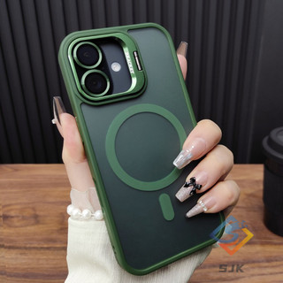 Đi kèm với giá đỡ ống kính ốp điện thoại mờ cho iPhone 16 Pro Max 15 14 13 12 11 Pro Max plus ốp lưng cứng mờ chống vân tay có lực hút từ tính
