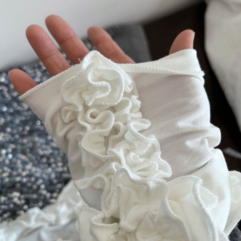 HSV Nữ Bông Tai Kẹp Ruched Xù Chia Chân Trước Ấm Hơn Bao Chiều Dài Đầu Gối loe Nhẹ Mỏng Chân Tất Chân Co