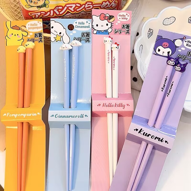 1 Đôi Sanrio Đũa Anime Kuromi Giai Điệu Cinnamoroll Hoạt Hình Có Thể Tái Sử Dụng Đũa Cho Sushi Thực Phẩm Đũa Bộ Đồ Ăn