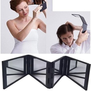 [Hàng về] Gương gấp nhiều góc HABITATCO, Gương gấp ba di động cầm tay, Góc nhìn 360 độ có thể gập lại Gương trang điểm gấp 4 mặt để cắt tóc