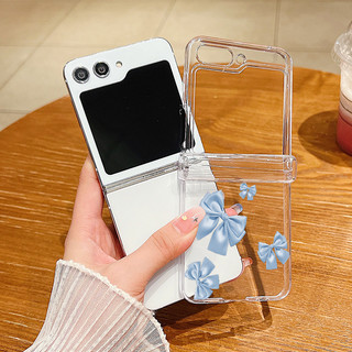 Ốp Điện Thoại Trong Suốt Họa Tiết Nơ Dễ Thương Cho Samsung Galaxy Z Flip 6 Flip 5 Flip 4 5G Full Bản Lề Trong Suốt Cứng PC Gấp Ốp Lưng Samsung Z Flip6 Flip5 Flip4 Flip3
