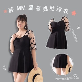 2025 Đồ bơi hai mảnh dài tay cho phụ nữ mới, kích thước lớn, màu đen, bộ đồ tắm suối nước nóng cho phụ nữ có thân hình cong