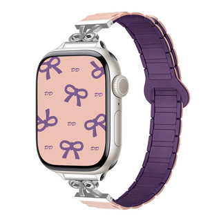 Bow shaped three silicone magnetic strap For Apple Watch Ultra 46/44/40/49/45/41/42/38/45mm iwatch Series Ultra/10/9/8/7/6/5/4/3/2/1