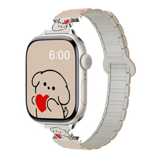 Dây đeo từ tính hình chó ba dây silicon cho Apple Watch Ultra 46 / 44 / 40 / 49 / 45 / 41 / 42 / 38 / 45mm iwatch Series Ultra / 10 / 9 / 8 / 7 / 6 / 5 / 4 / 3 / 2 / 1