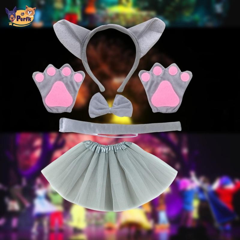 Phụ kiện trang phục sói trẻ em Tai Băng đô Paws Bow Tie Tail cho lễ hội